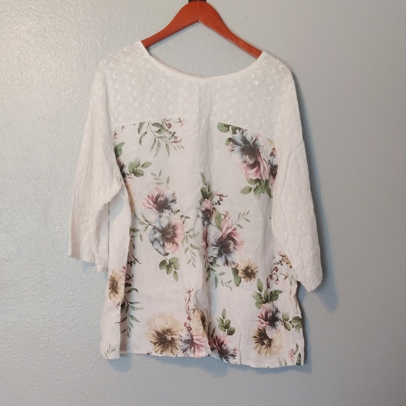 Terzo Millennio Made In Italy Floral Blouse 2X - Picture 1 of 13